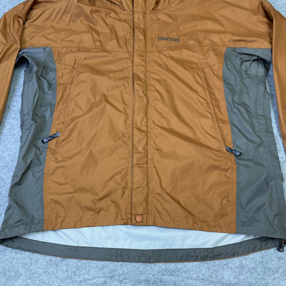 Marmot Mens PreCip Rain Jacket Large Orange Gray Waterproof Hooded Shell Vented - Picture 4 of 16